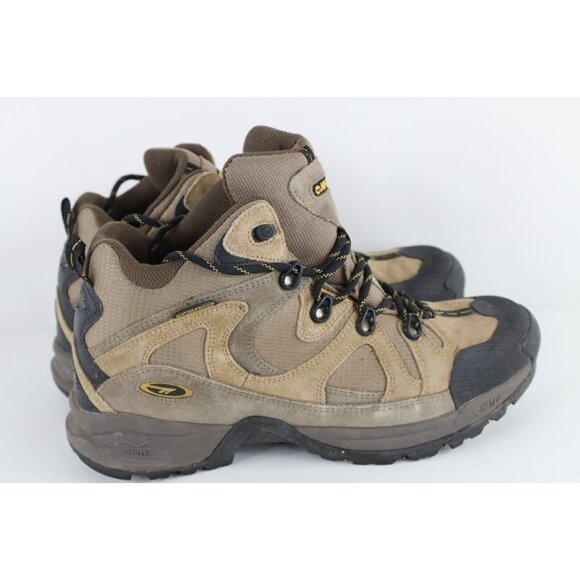 Vintage Hitec Mens 10.5 Distressed Waterproof Ankle Hiking Boots Shoes Brown - Picture 3 of 10
